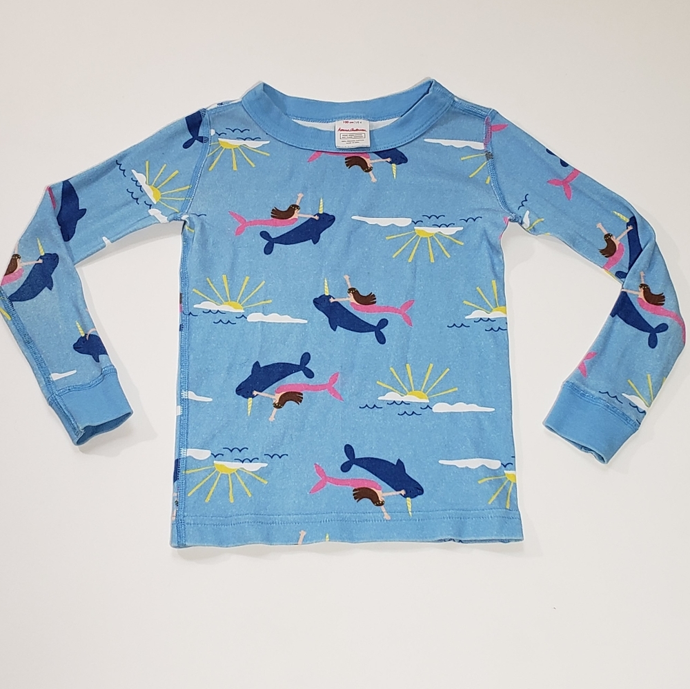 Hanna Andersson Narwhal & Mermaid LS PJ Shirt US 4
